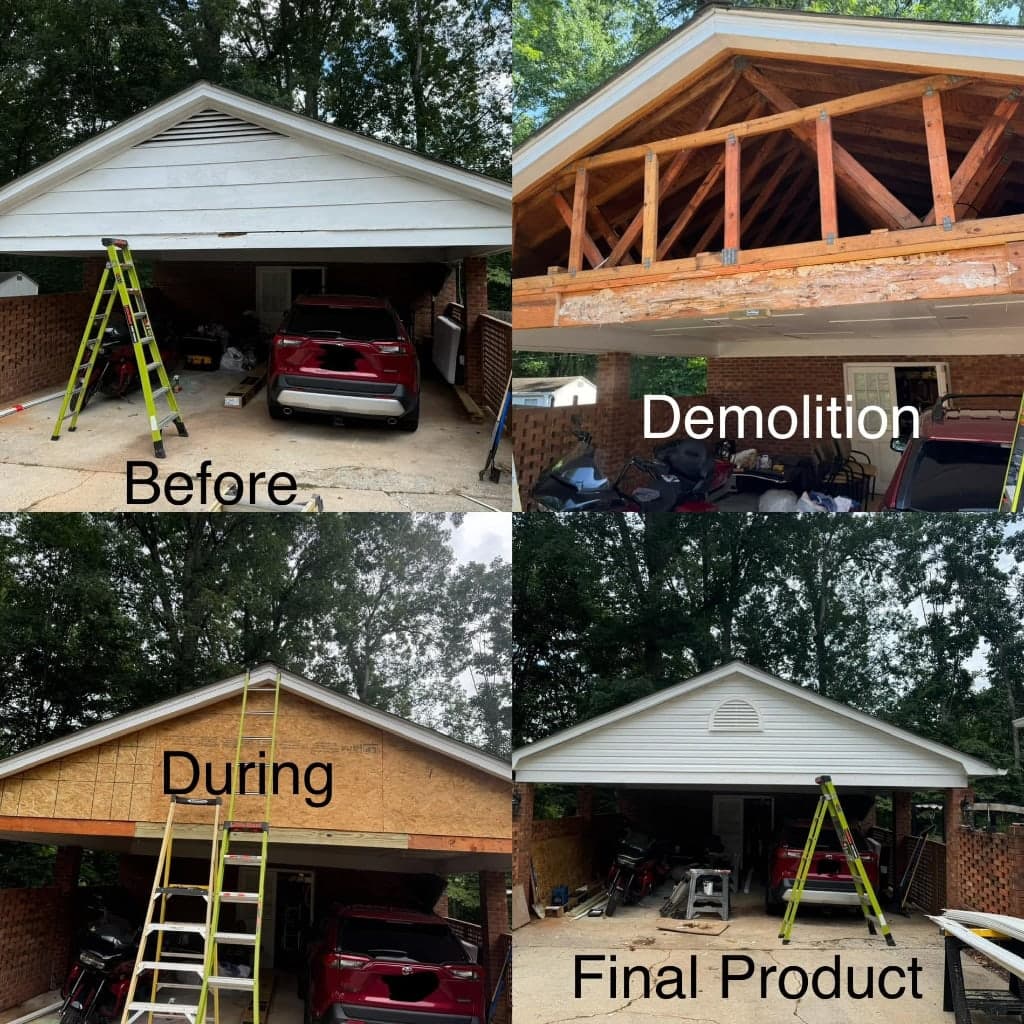 Carport demolition and rebuild before, during, and after in Greensboro, NC